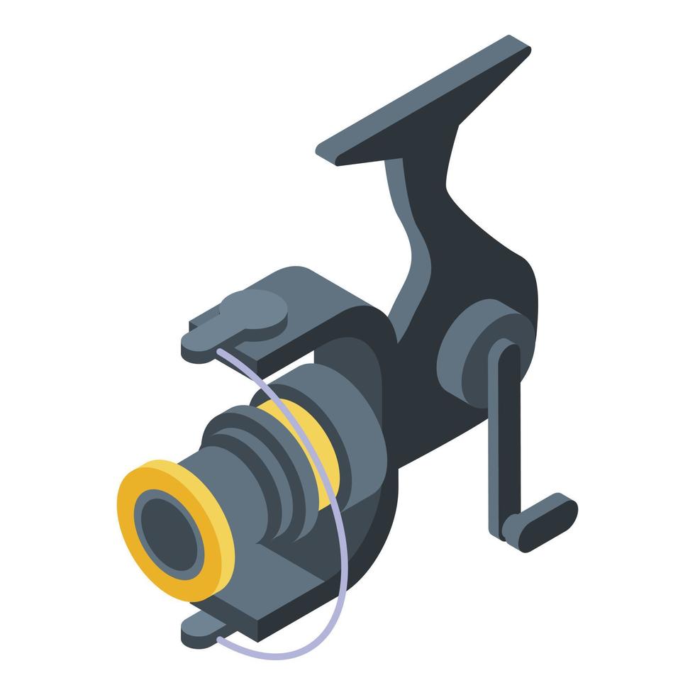 Reel on rod icon, isometric style vector