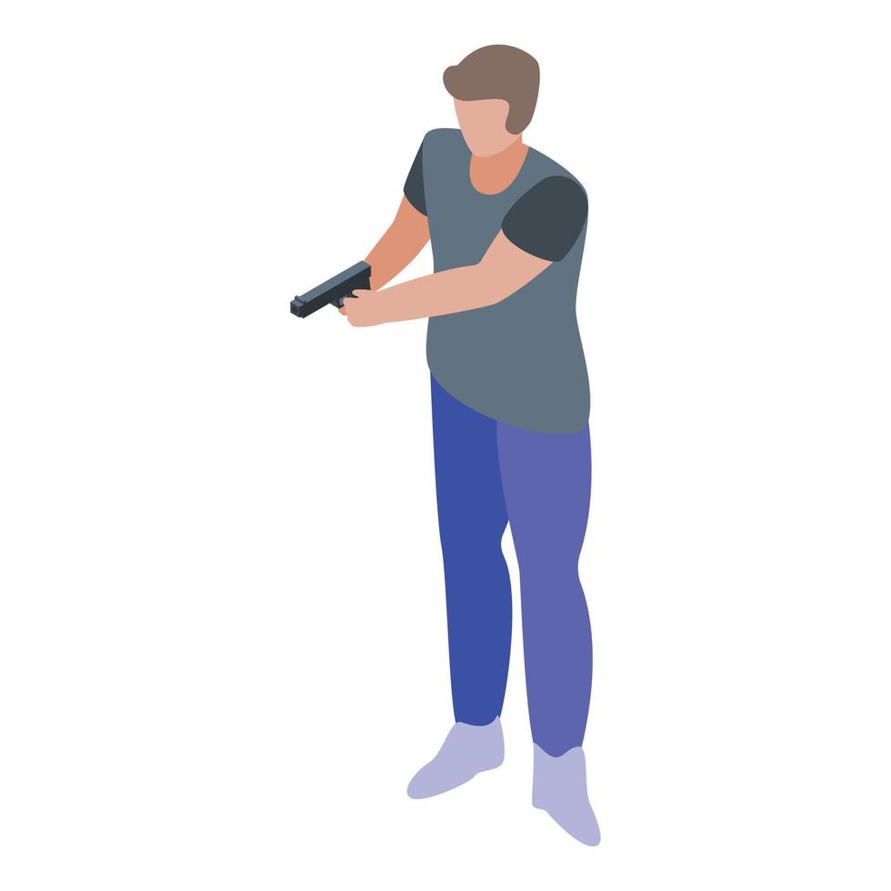 Pistol shooter icon, isometric style vector