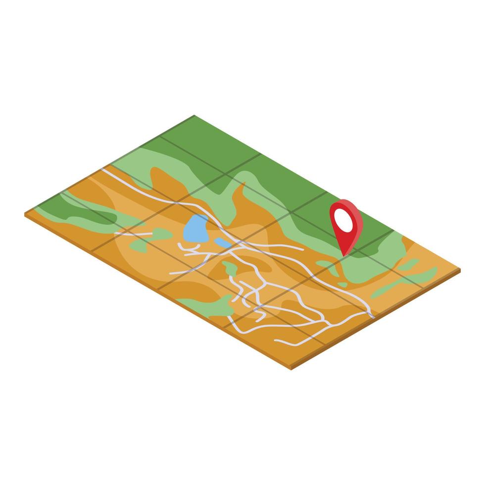 Tourist map icon, isometric style vector