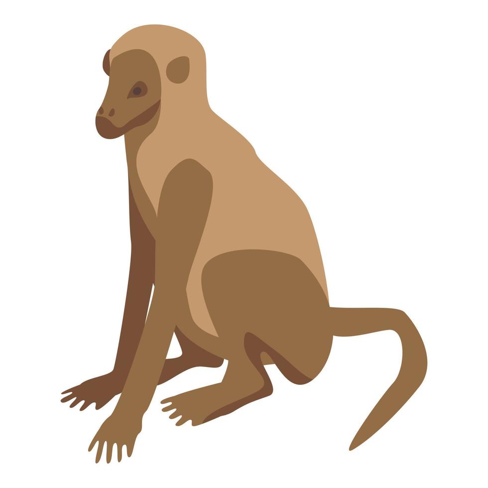 Zoo monkey icon, isometric style vector