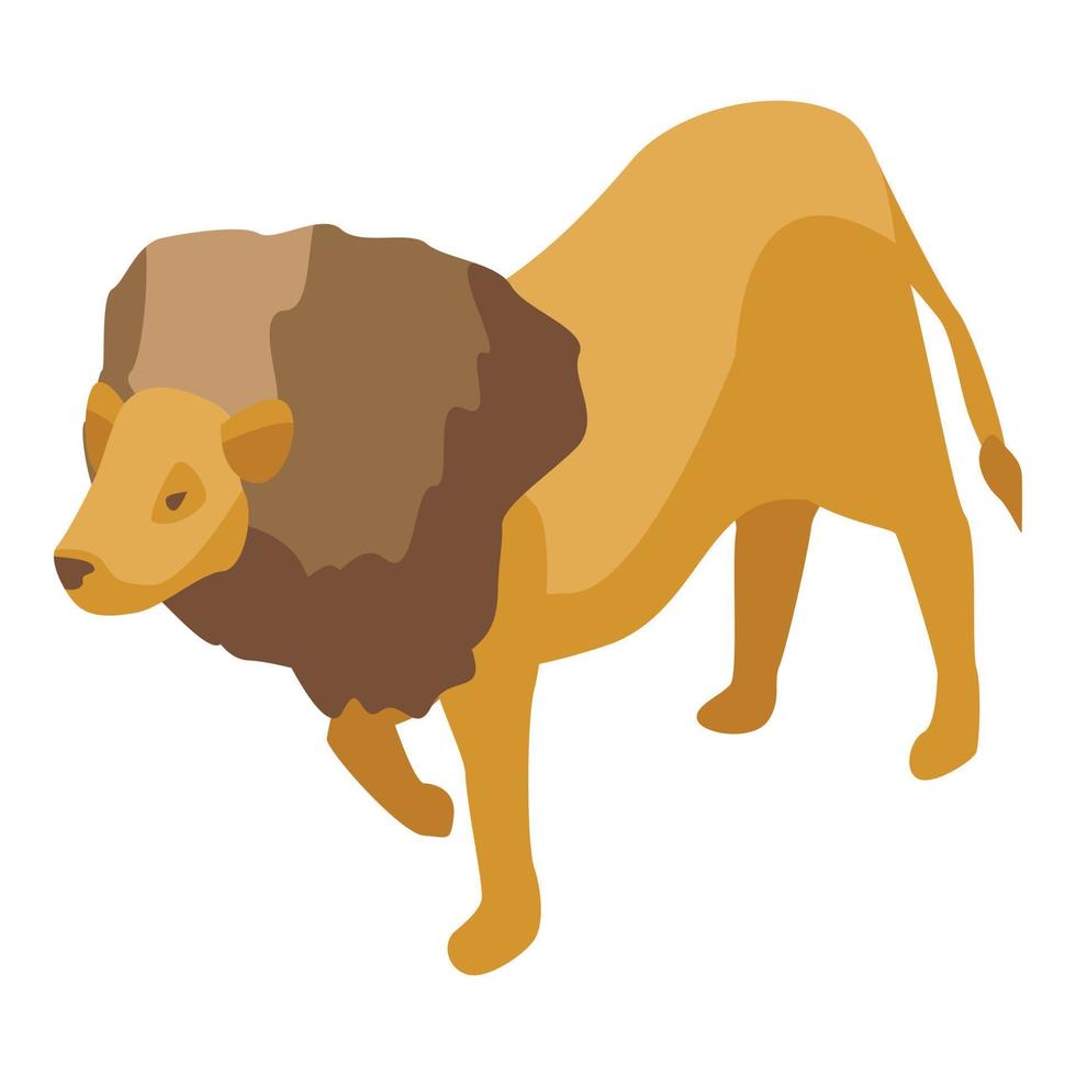 icono del rey león del zoológico, estilo isométrico vector