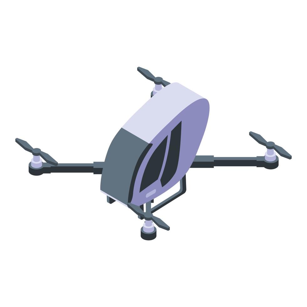 Flying taxi drone icon, isometric style vector