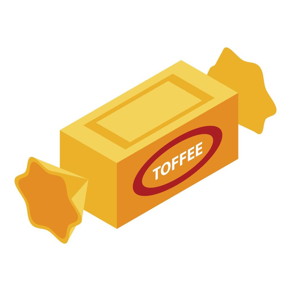 icono de toffee de caramelo, estilo isométrico vector