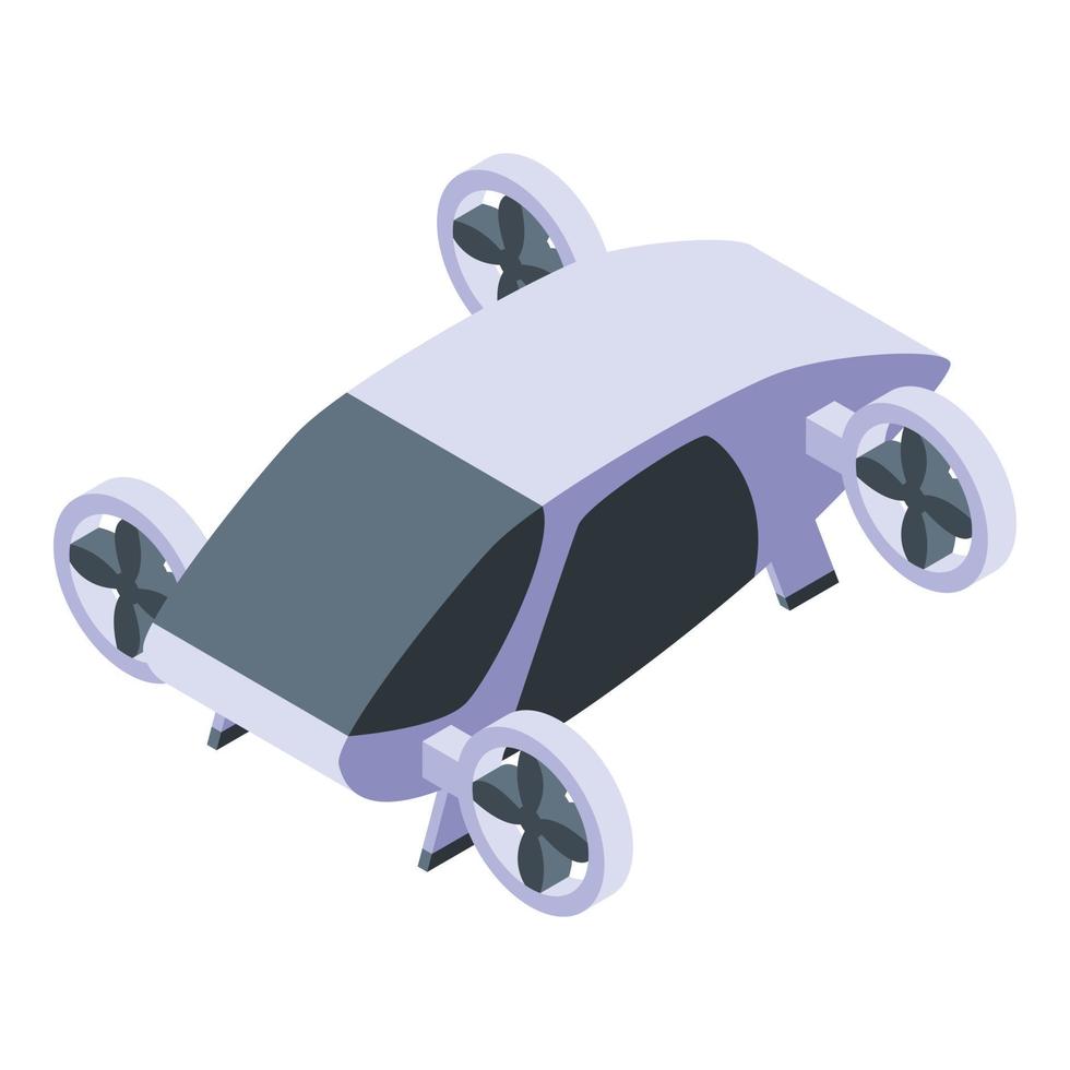 Self driving flying taxi icon, isometric style vector