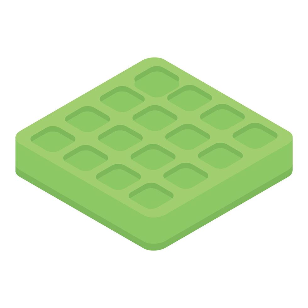 Waffle matcha tea icon, isometric style vector