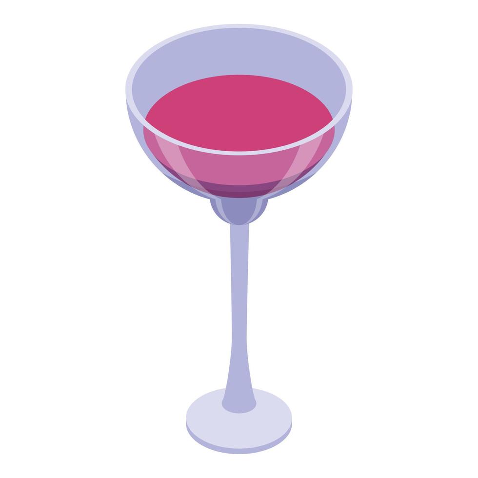 icono de copa de vino tinto completo, estilo isométrico vector