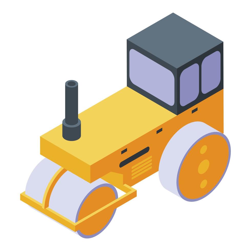 Roll road roller icon, isometric style vector