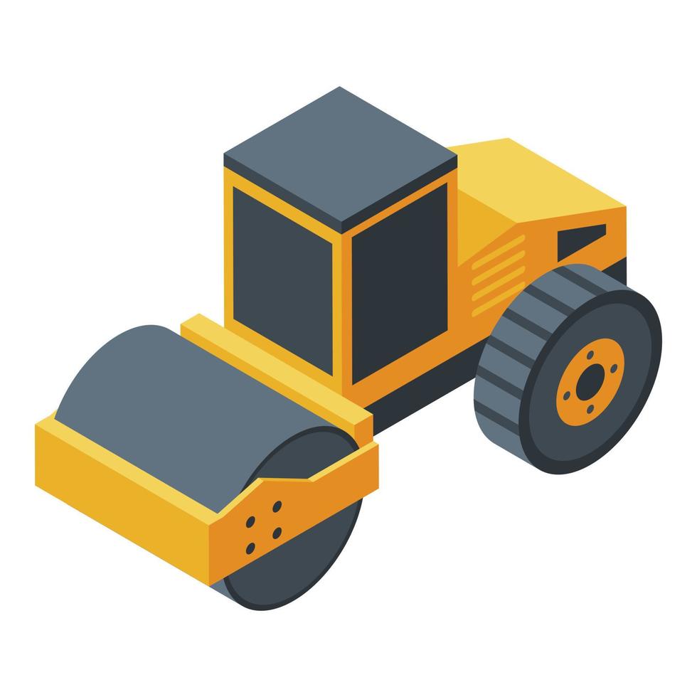 Road roller icon, isometric style vector