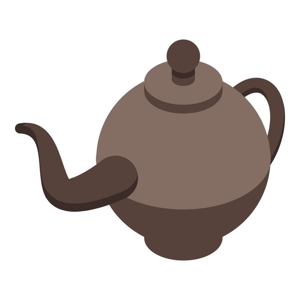 Tea pot icon, isometric style vector