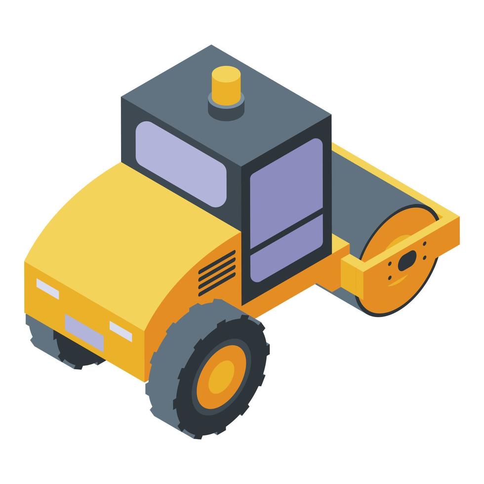 Vibratory roller icon, isometric style vector