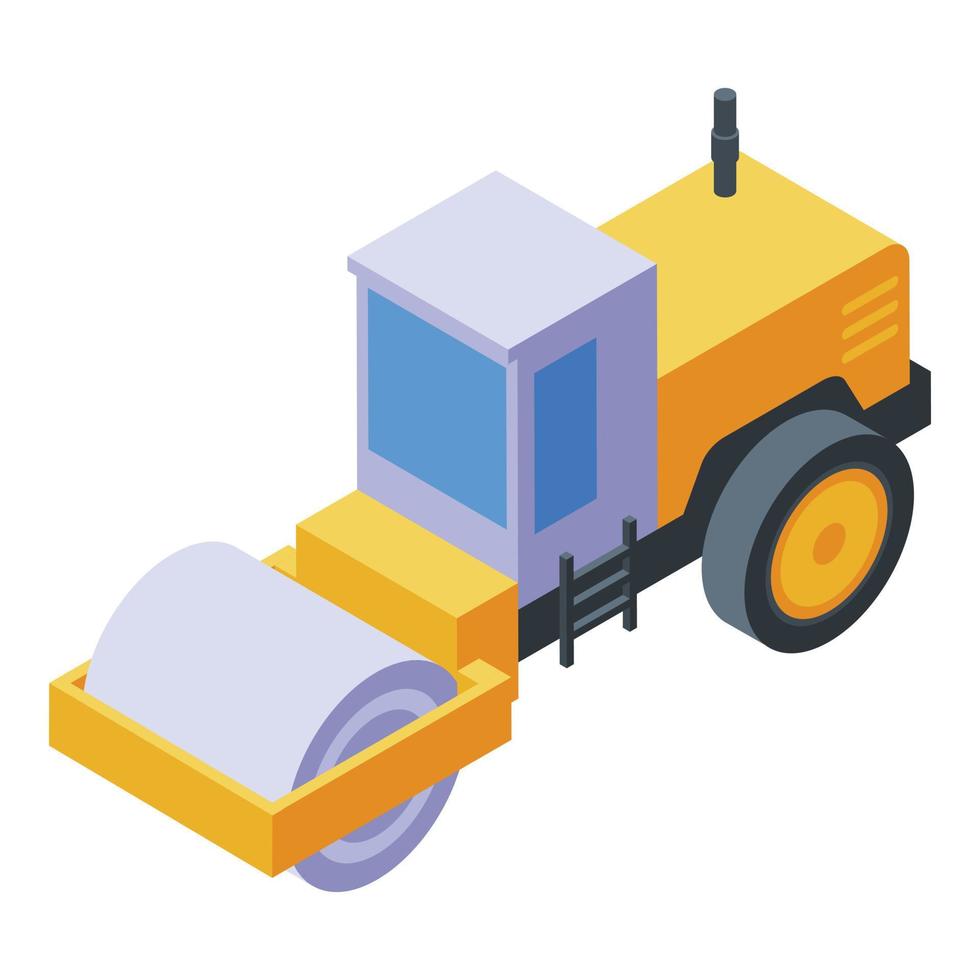 Asphalt paver machine icon, isometric style vector