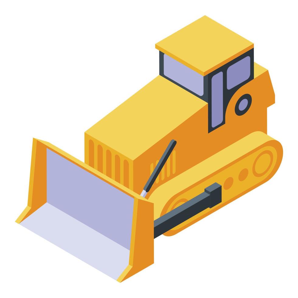 Bulldozer cawler machine icon, isometric style vector