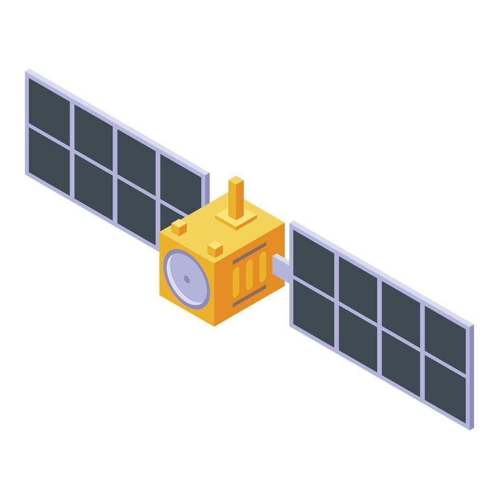 Orbital satellite icon, isometric style vector