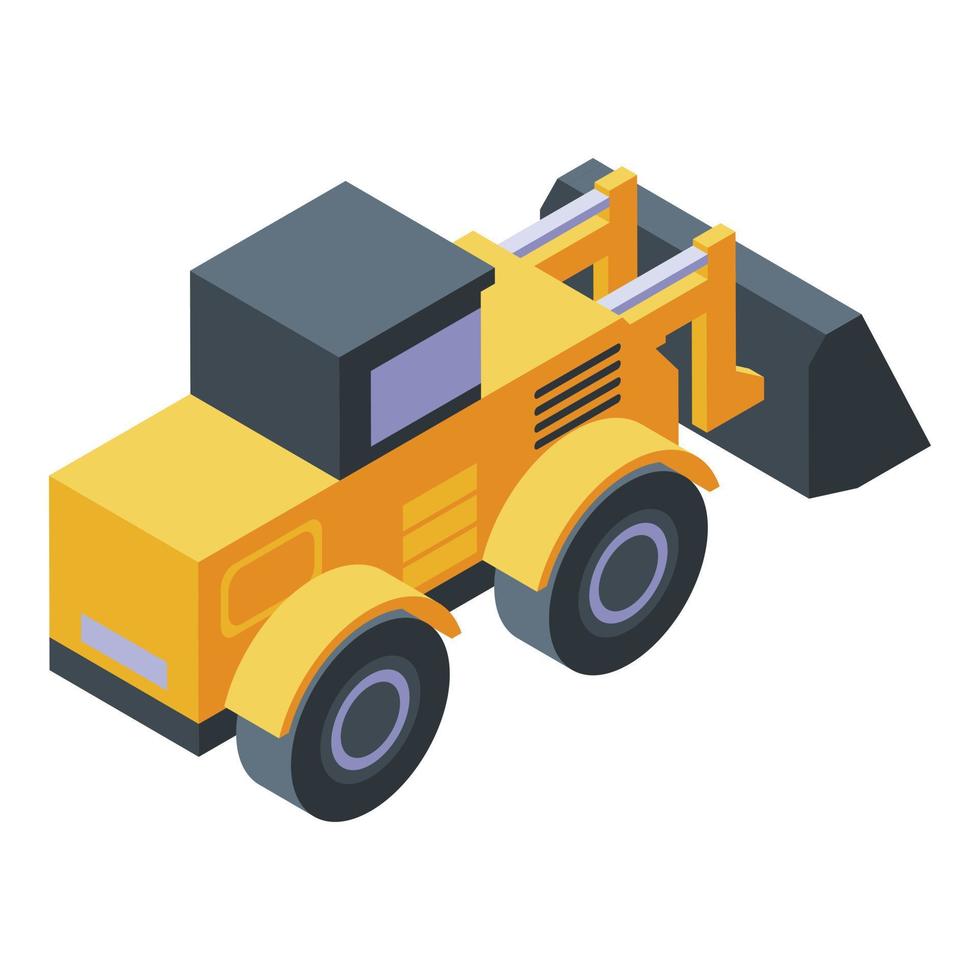 Wheeled bulldozer icon, isometric style vector