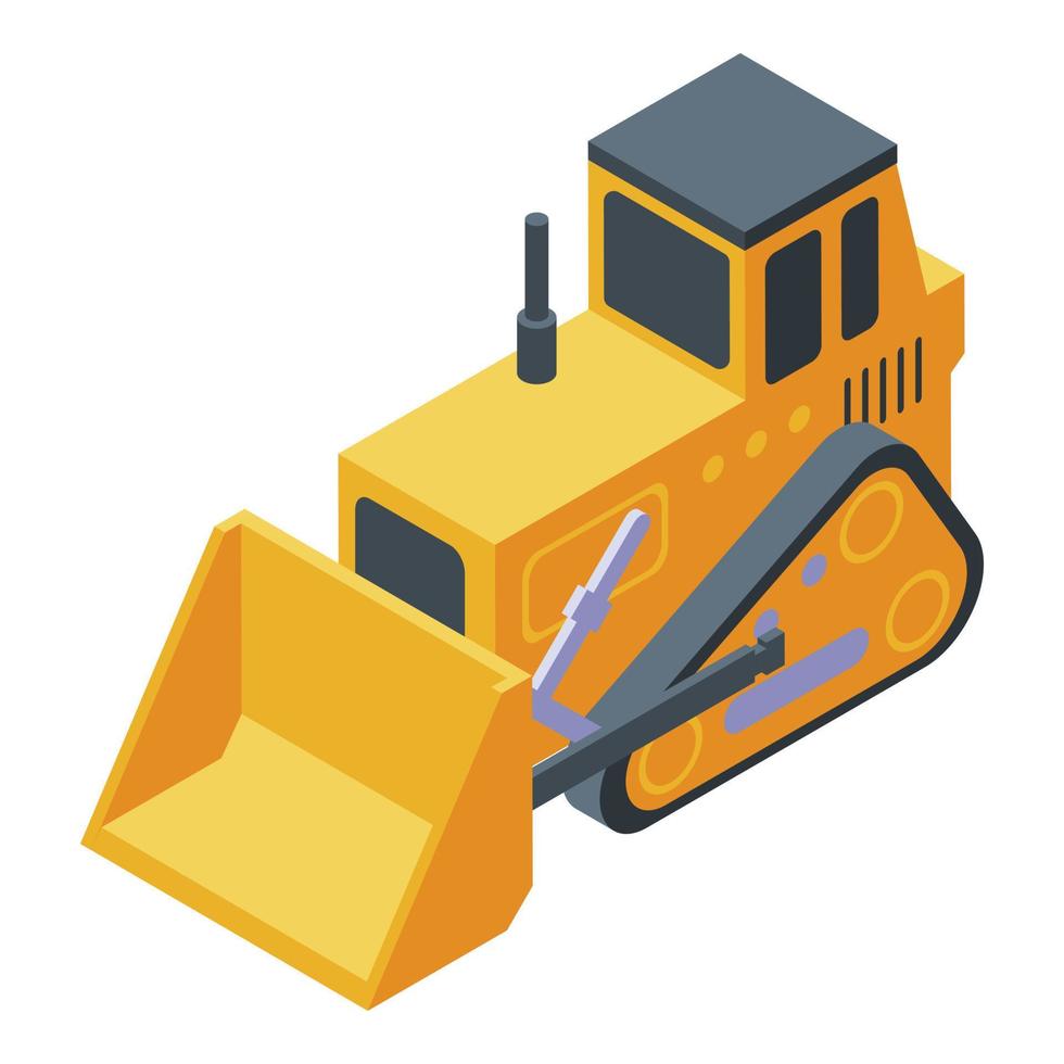 Cawler bulldozer icon, isometric style vector