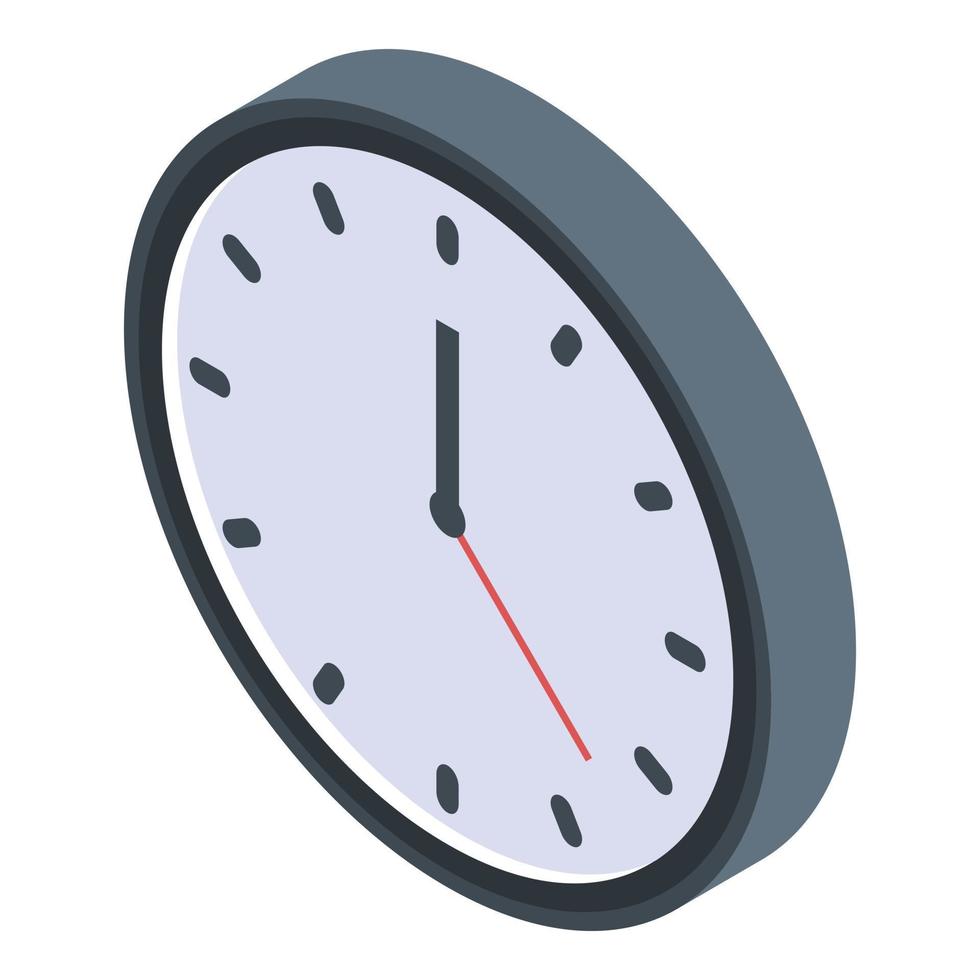 icono de reloj de pared de oficina, estilo isométrico vector