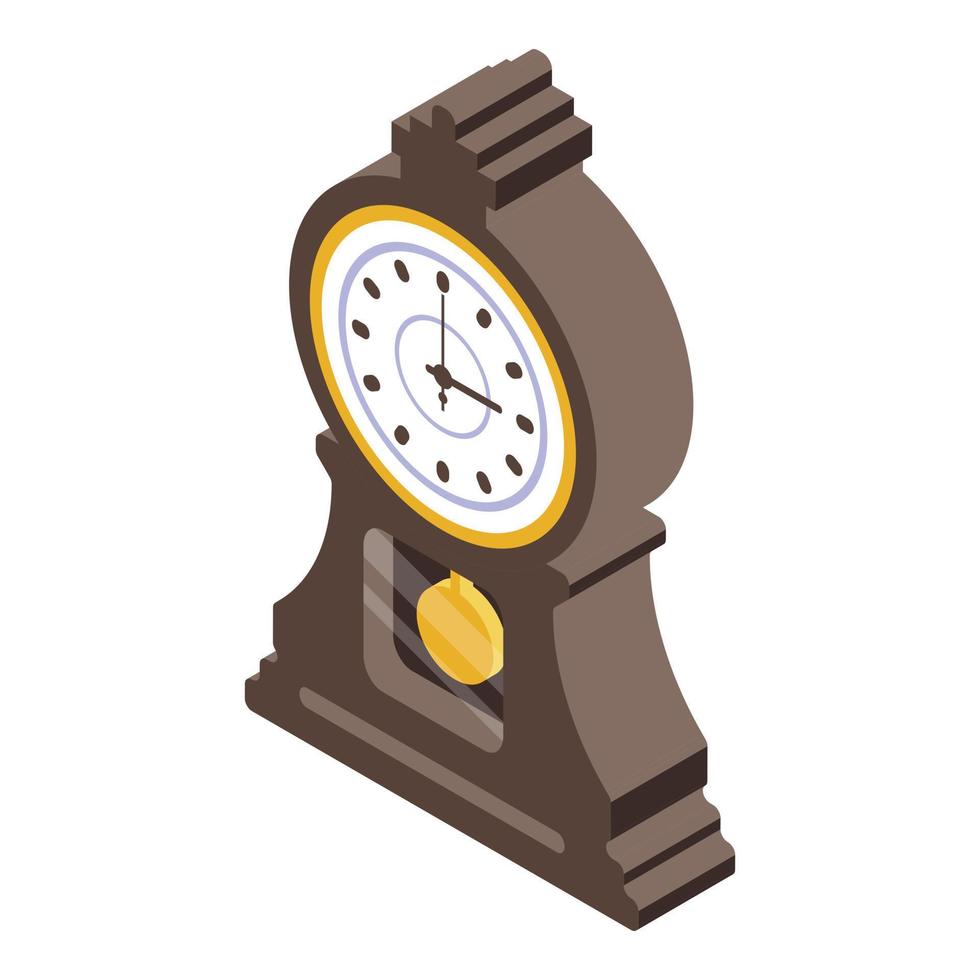 Alarm pendulum clock icon, isometric style vector