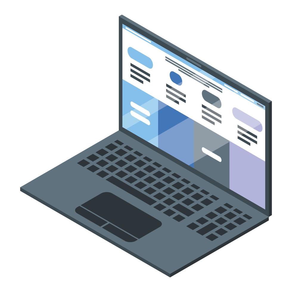 Architect laptop icon, isometric style vector