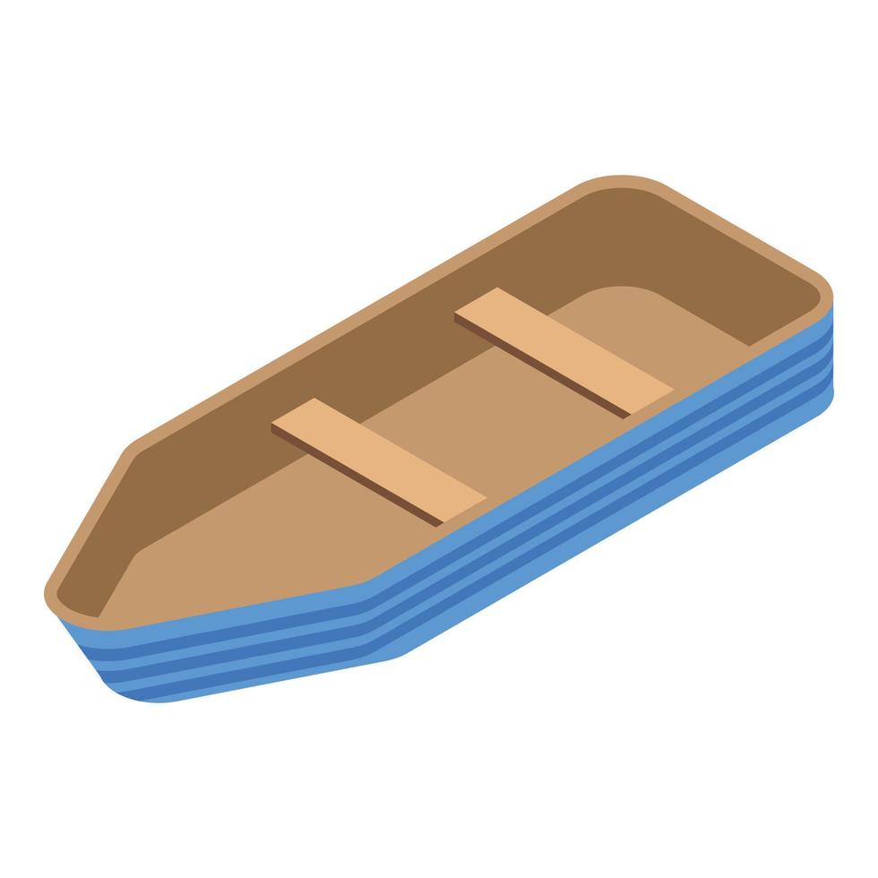 icono de barco de madera, estilo isométrico vector