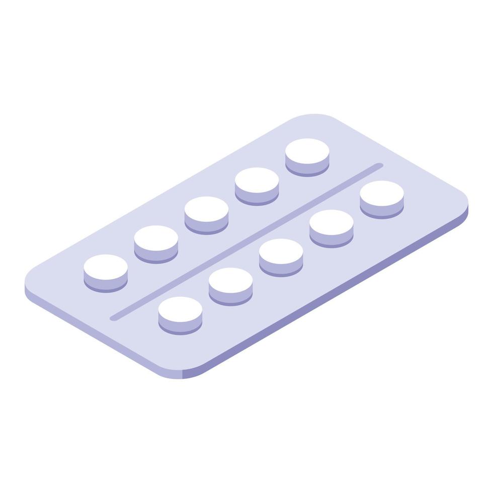 Blister pills icon, isometric style vector