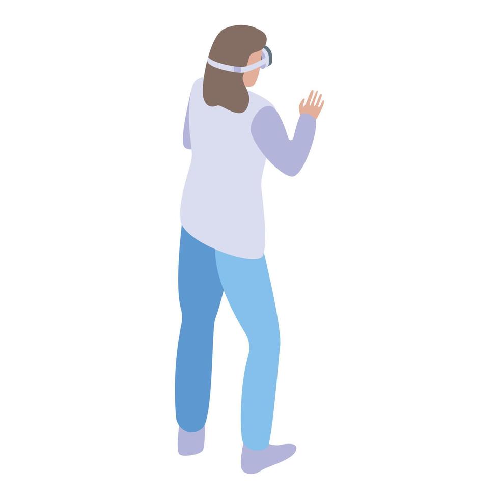 Girl virtual reality icon, isometric style vector