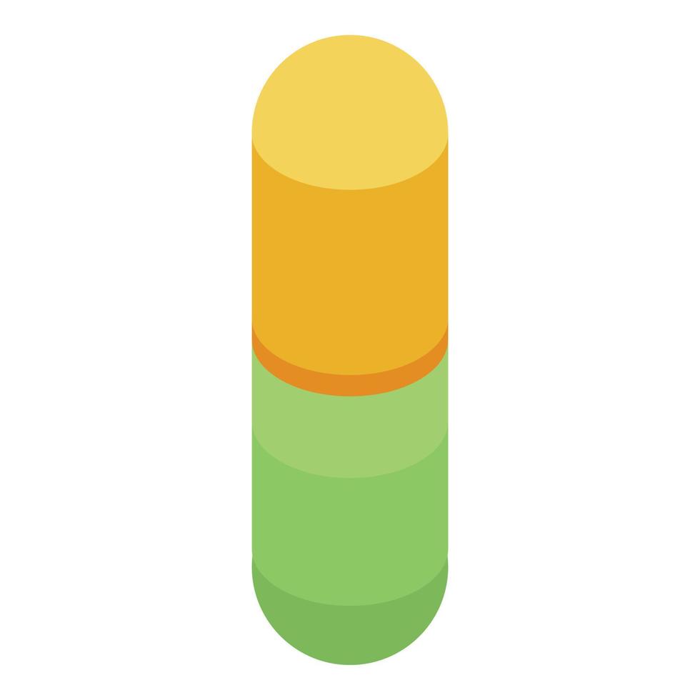 Yellow green capsule icon, isometric style vector