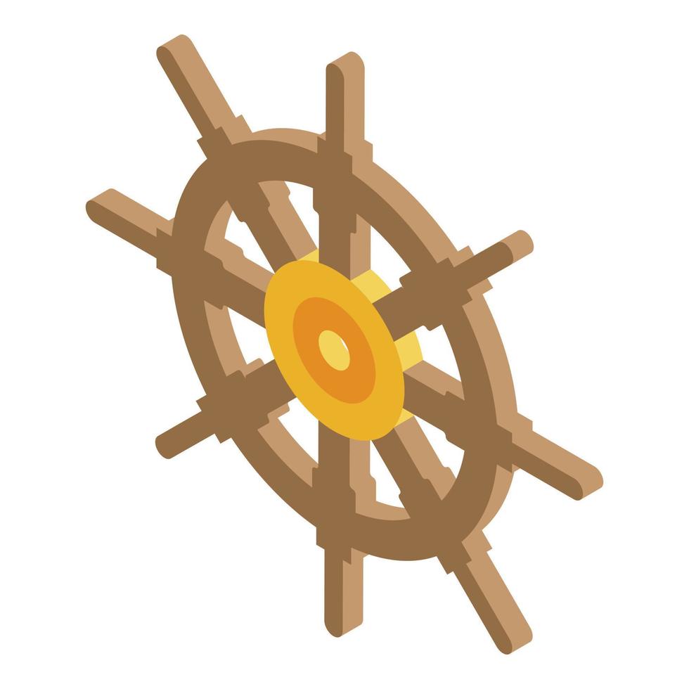 Cruise steering wheel icon, isometric style vector