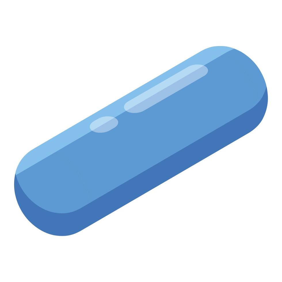 Blue medical capsule icon, isometric style vector