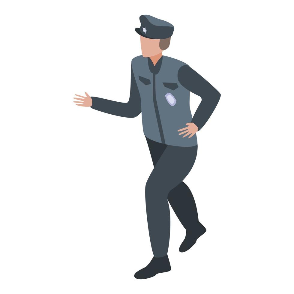 Running police officer icon, isometric style vector