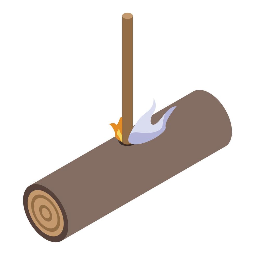 Stone age fire catch icon, isometric style vector