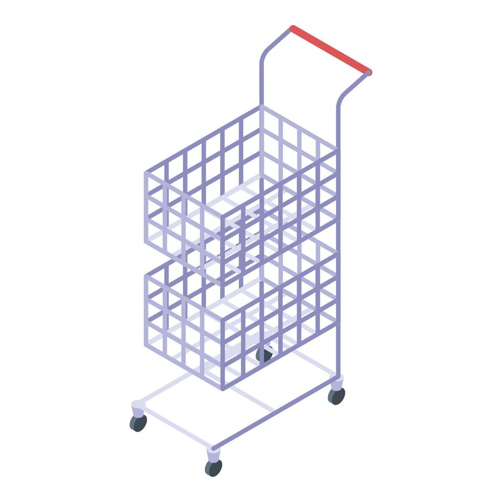 Double shop cart icon, isometric style vector