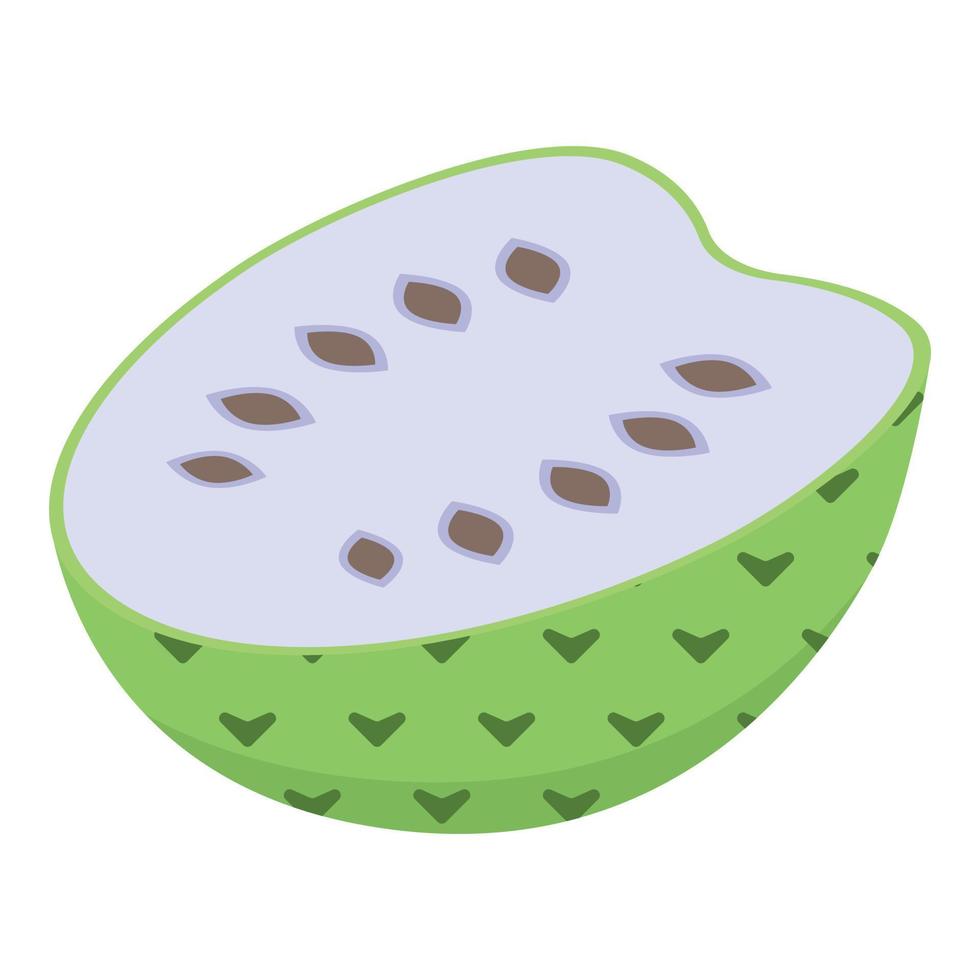 Half soursop icon, isometric style vector