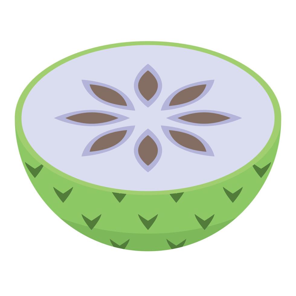 Half cutted soursop icon, isometric style vector