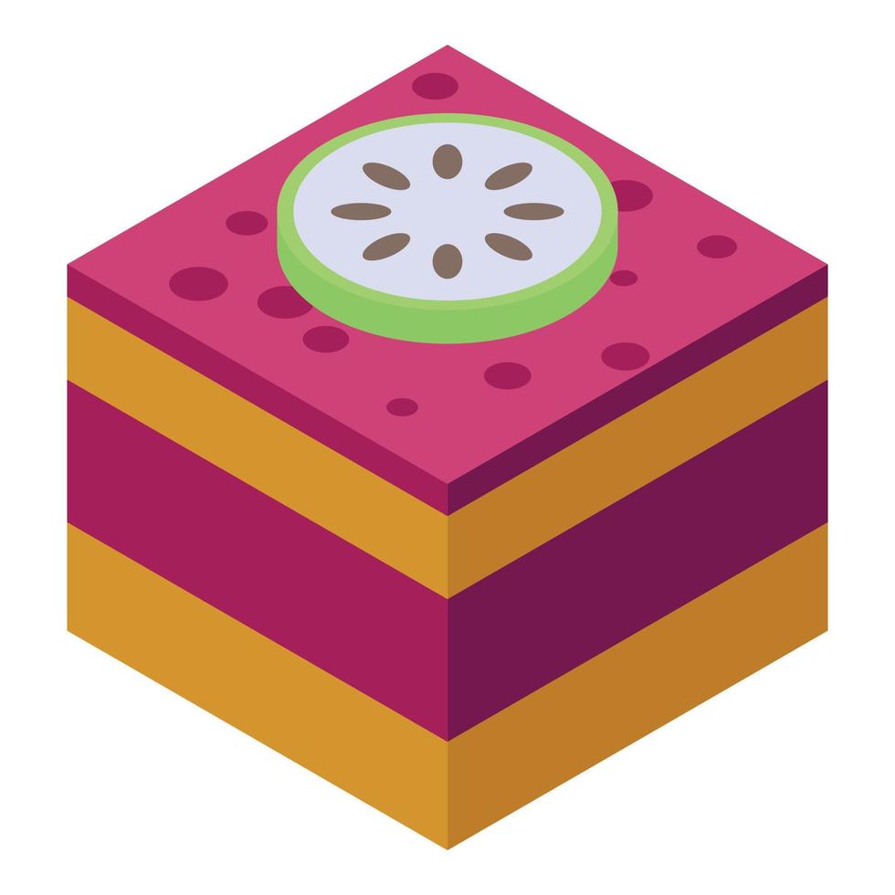 Soursop on cake icon, isometric style vector