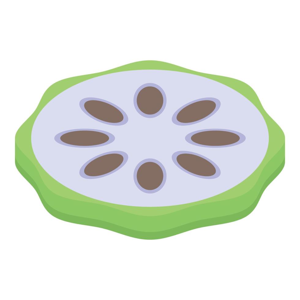 Cutted soursop icon, isometric style vector