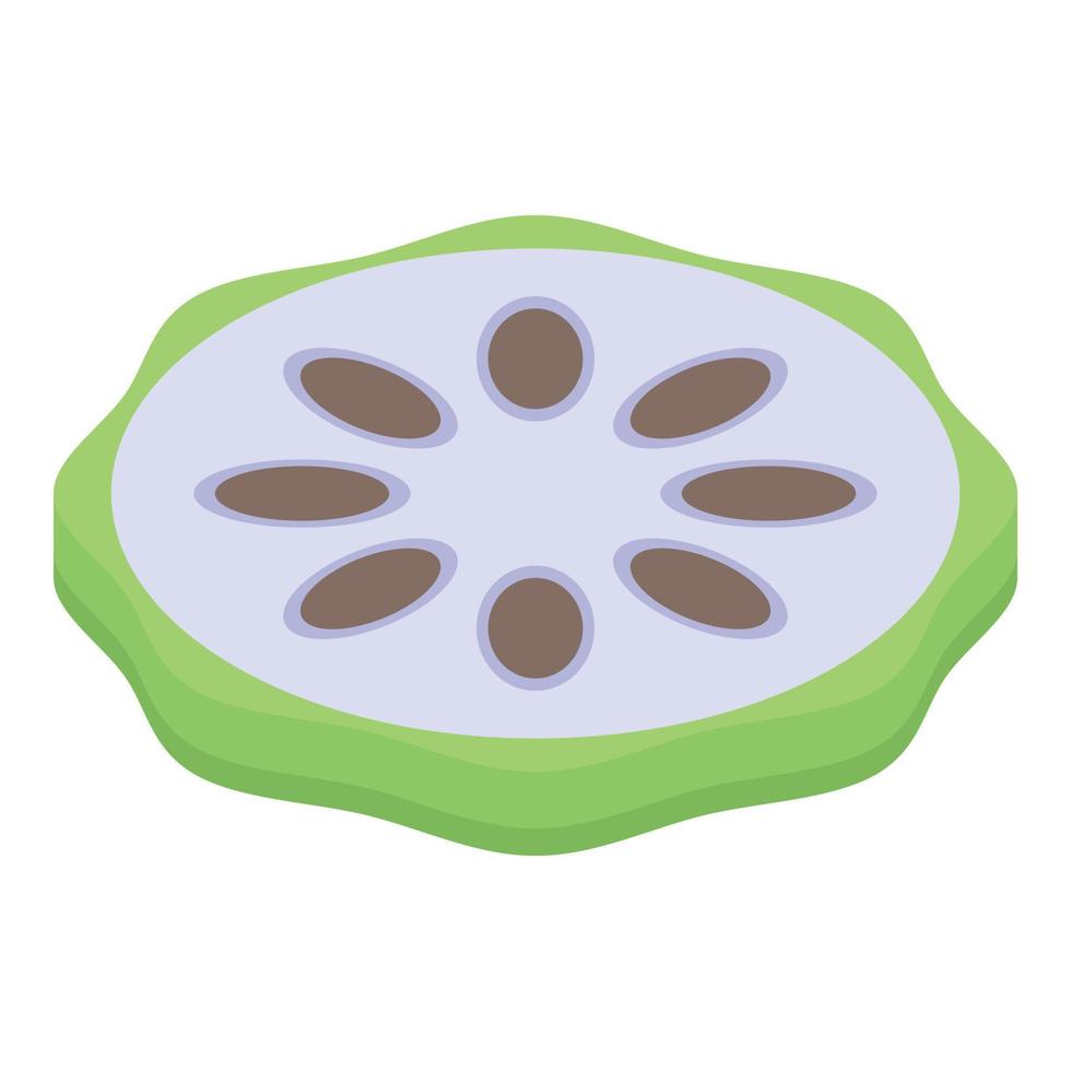 Cutted soursop icon, isometric style vector