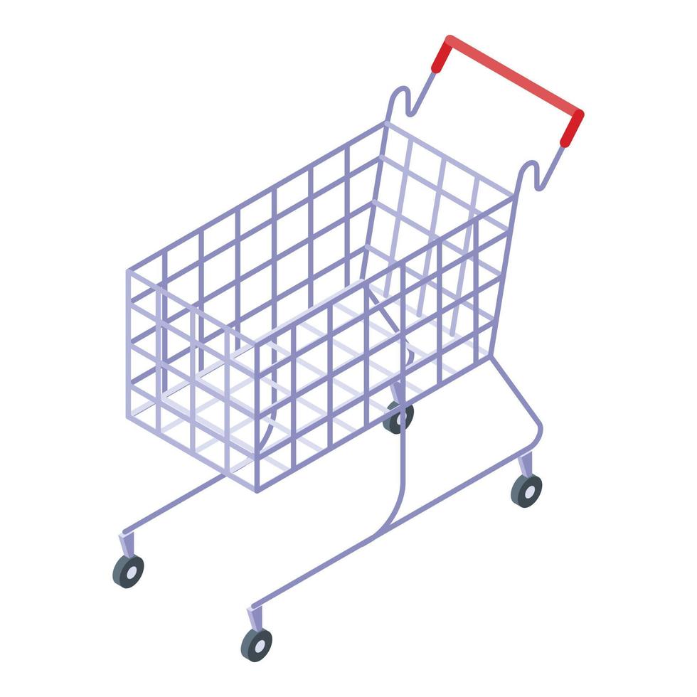 Supermarket cart icon, isometric style vector