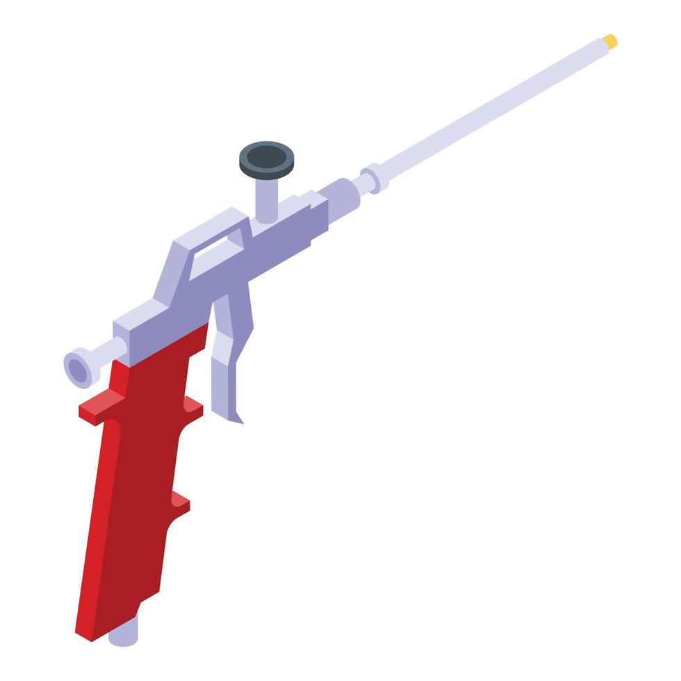 Polyurethane foam steel gun icon, isometric style vector