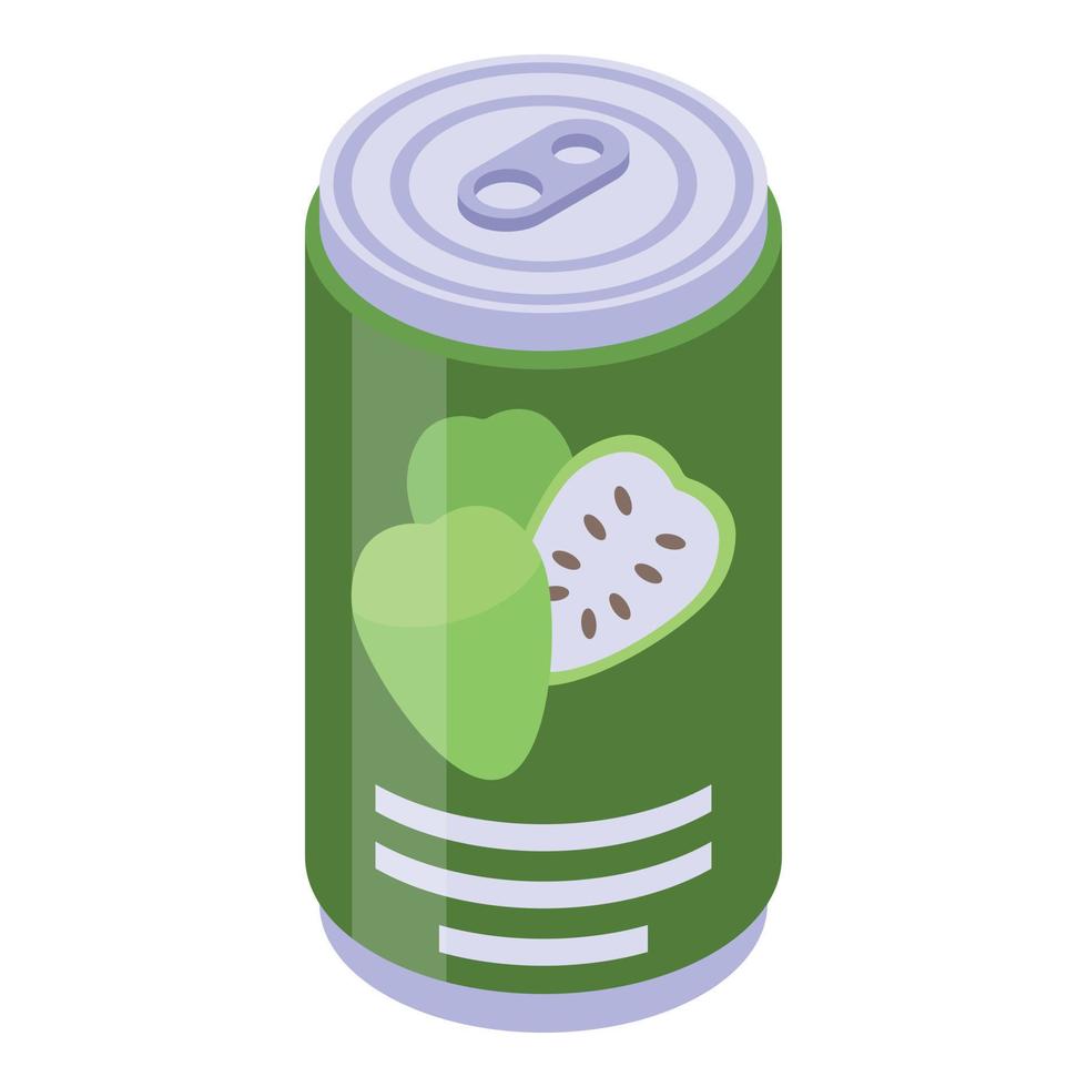 Soursop soda drink icon, isometric style vector