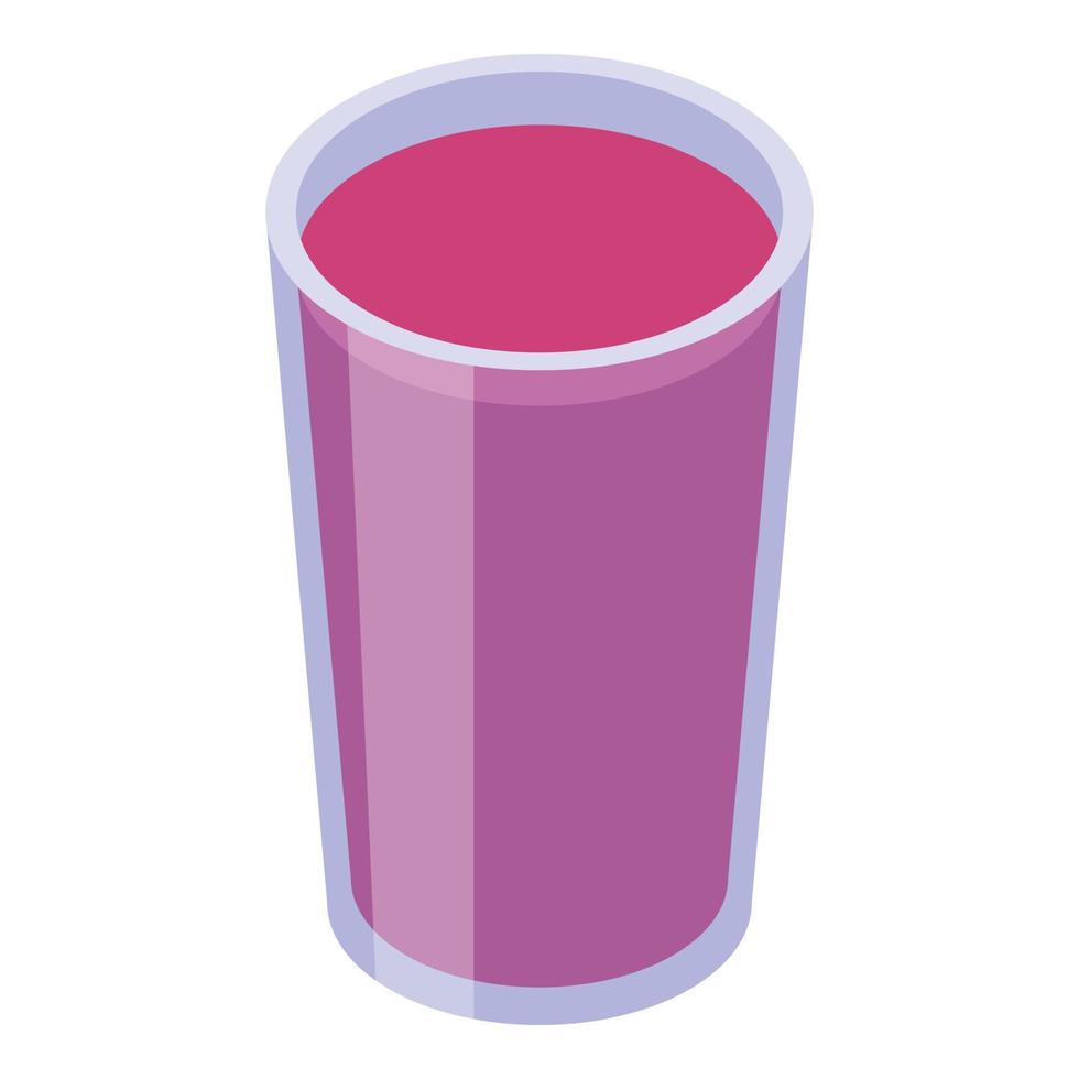 icono de vaso de jugo de mangostán, estilo isométrico vector