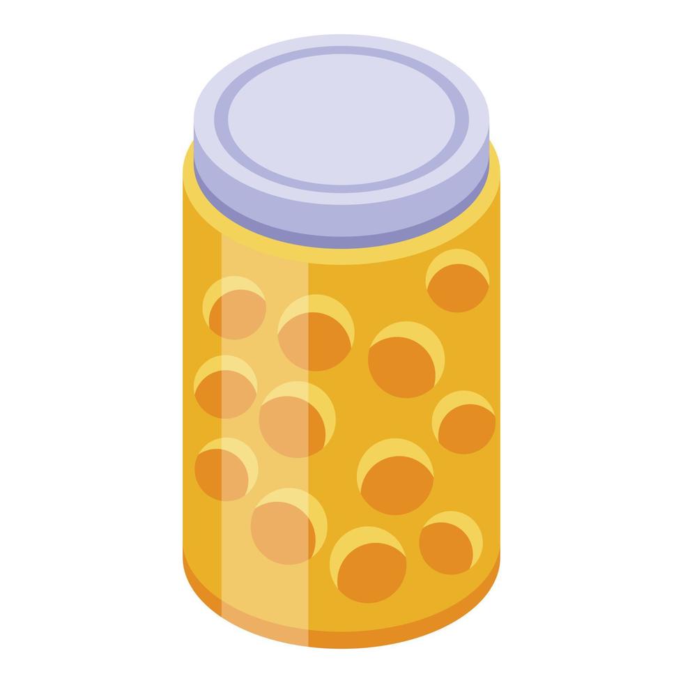 Physalis jam jar icon, isometric style vector