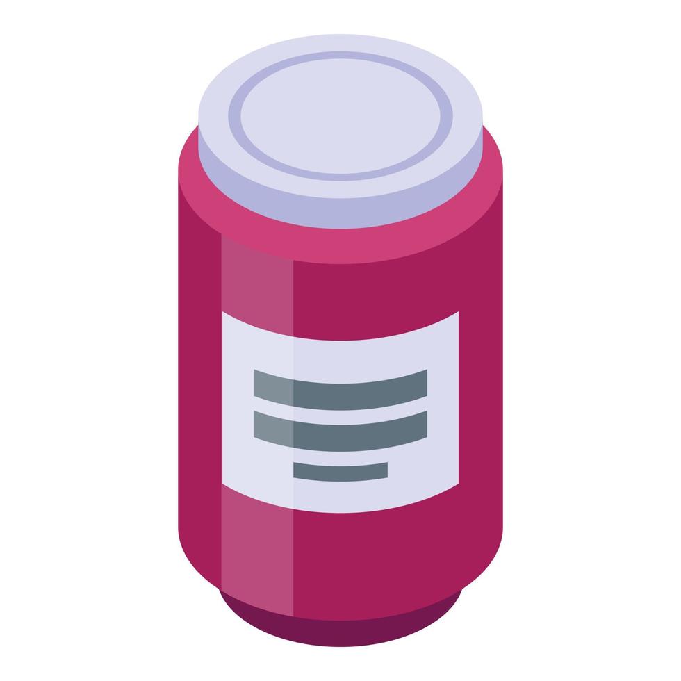 Mangosteen jam jar icon, isometric style vector