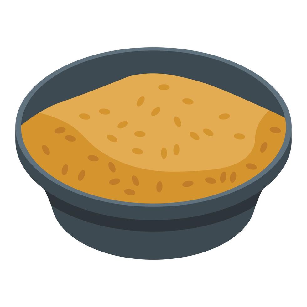 Rice brown dish icon, isometric style vector