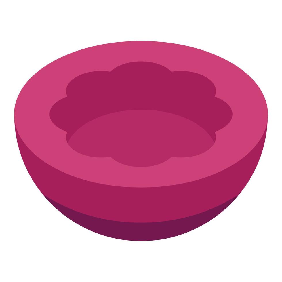 Half fresh mangosteen icon, isometric style vector