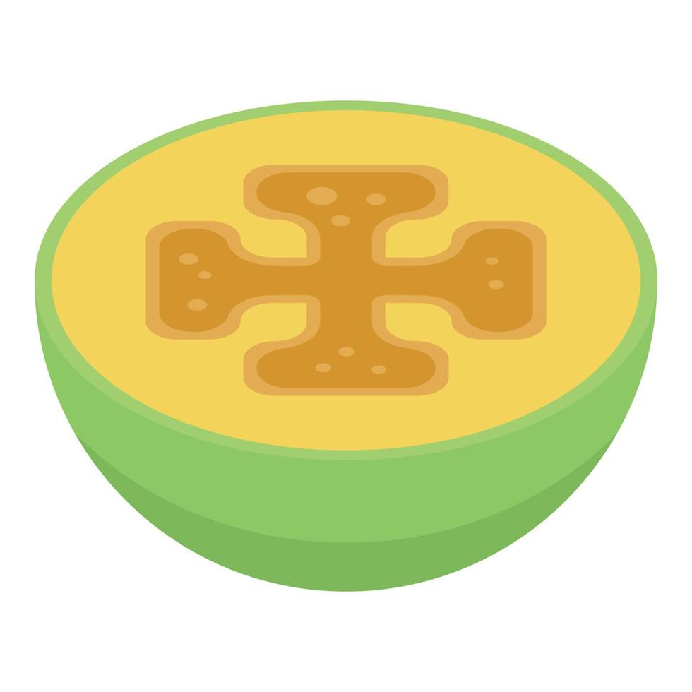 Half asian feijoa icon, isometric style vector