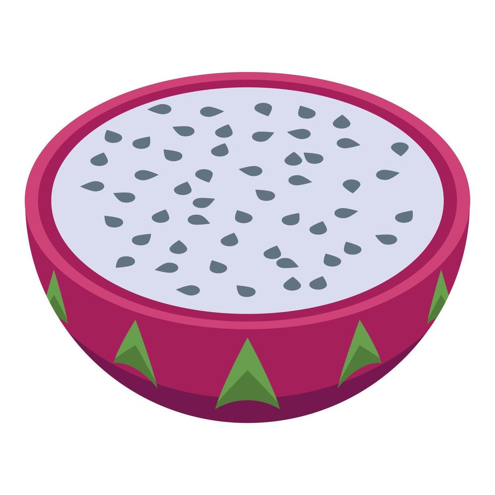 Half pitaya icon, isometric style vector