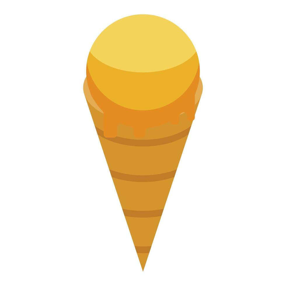 Apricot ice cream icon, isometric style vector
