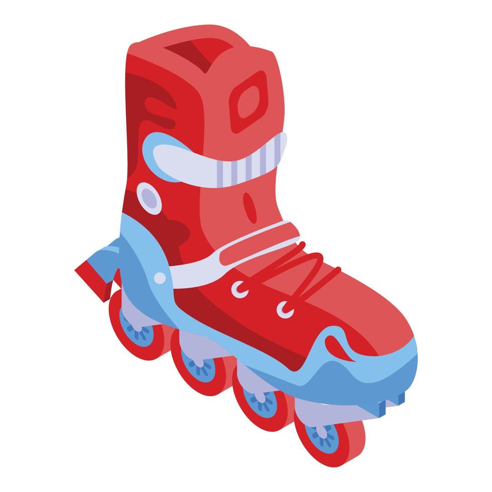 Red inline skates icon, isometric style vector