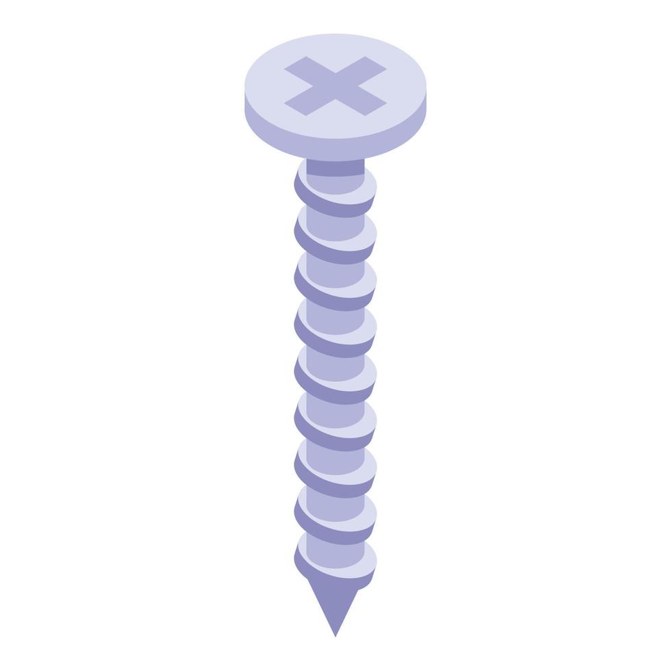 Metal screw icon, isometric style vector