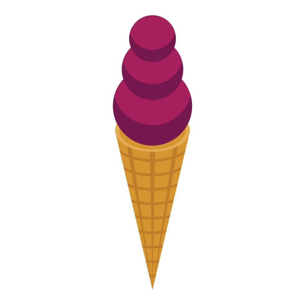 Mangosteen ice cream icon, isometric style vector